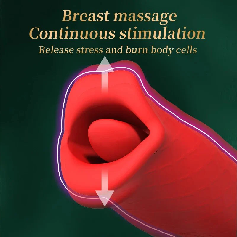 10-Speed Silicone Vibrator with 10 Modes Bite Mouth Licking Tongue Female Clit Nipple G-Spot Anal Stimulator