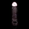 Distribution Lifelike Black Penis Sleeve With Vibration Function Flexible Male Cock Extender Couples Sex Toys
