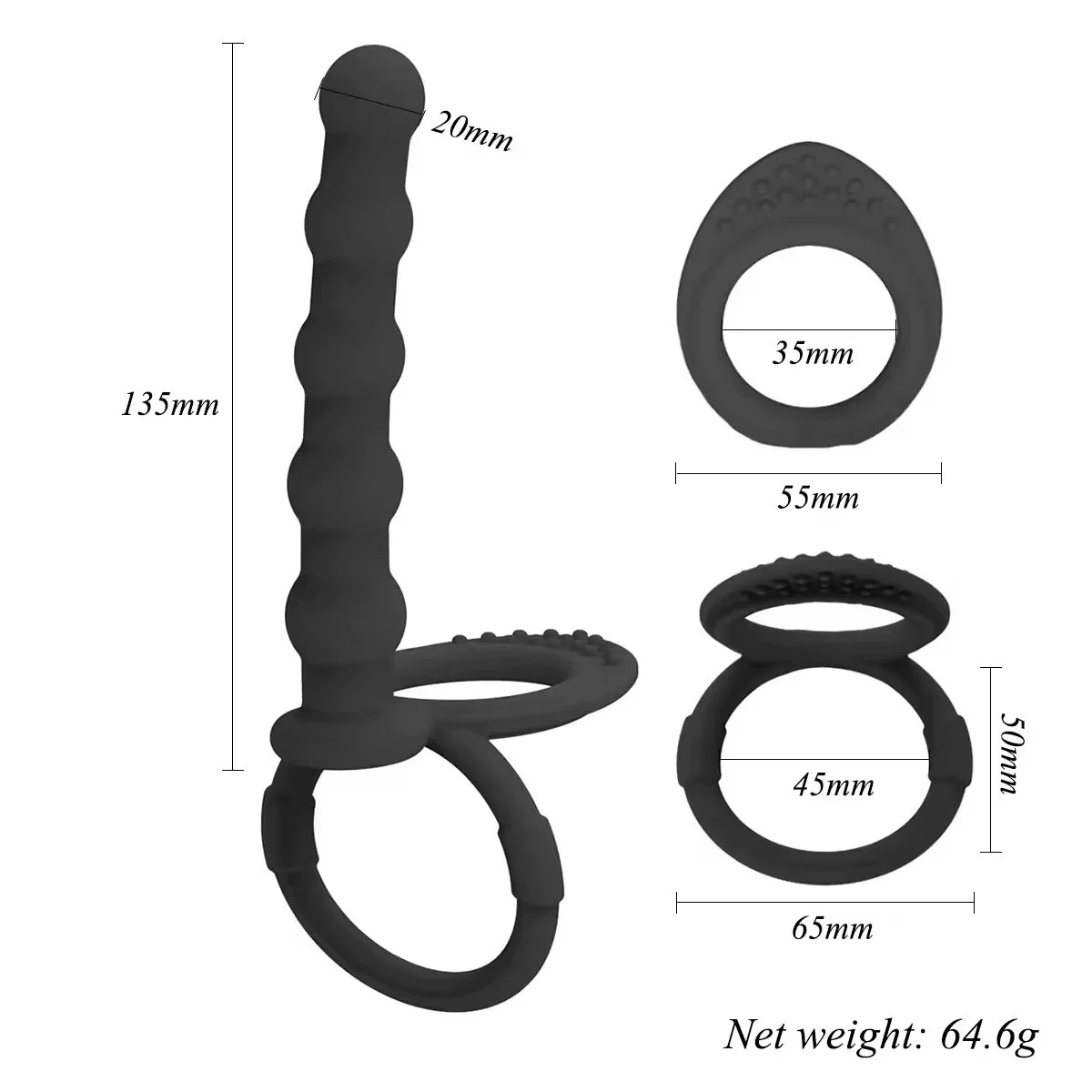 Anal Beads Double Penetration Long Anal Beads Butt Plug Lock Ring Strap on Dildo for Men and Women