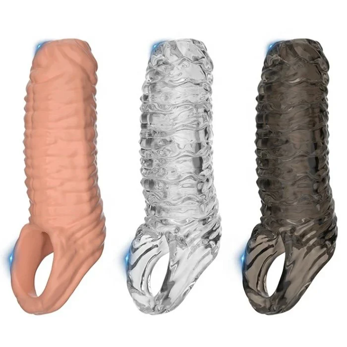 Adult Men's Triple Penis Sleeve Vibrator Enhancer for Enlarged Sex Toys