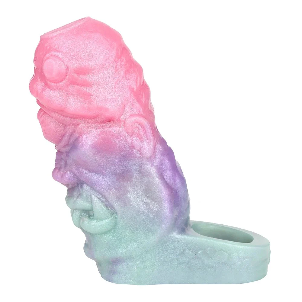 Alien Male Cock Sleeve Fantasy 3D Threaded Ultra-Light Skin-friendly Reusable Penis Enlargement Sleeve Adult Sex Toy