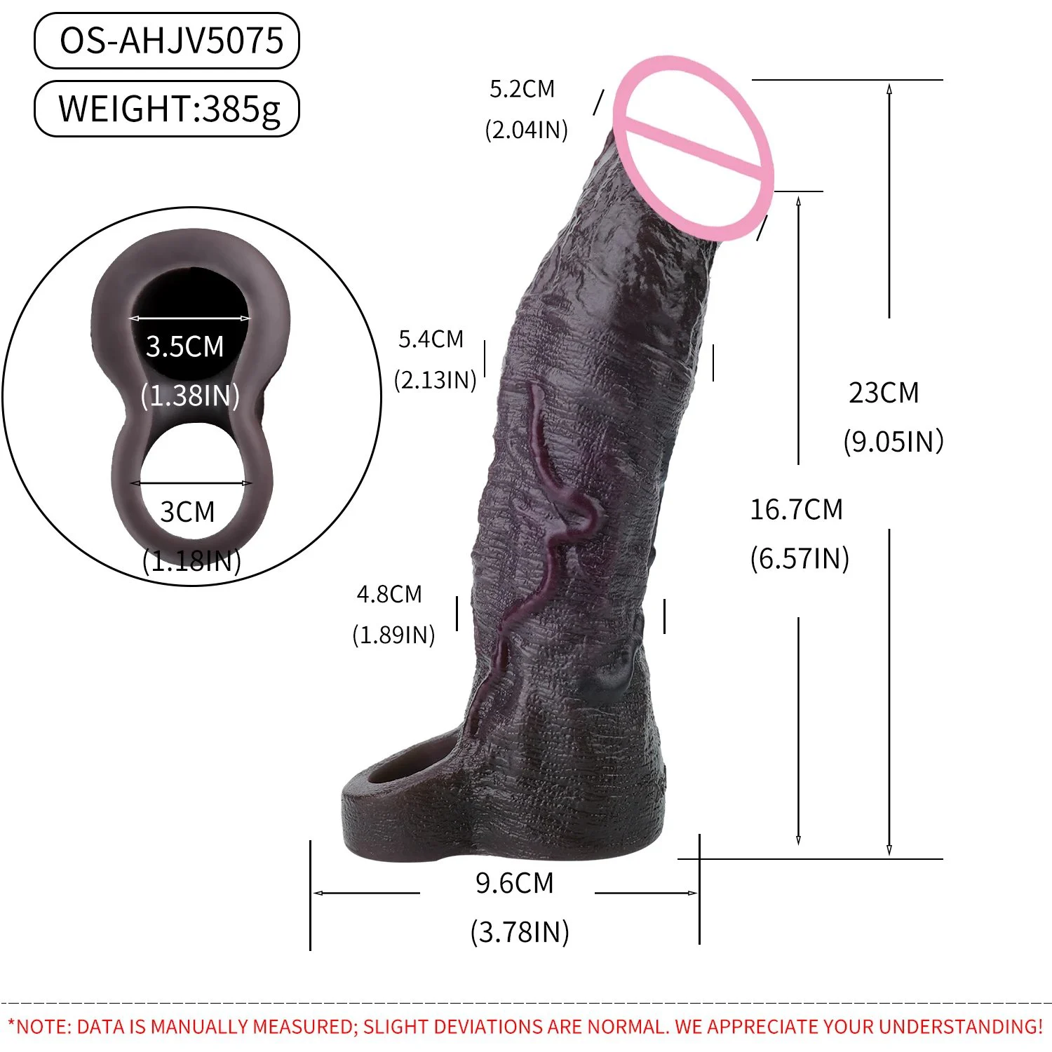 9.05 Inch Medical Grade Silicone Vibrating Penis Extension Sleeve Soft Realistic Design Wearable Male Enhancer