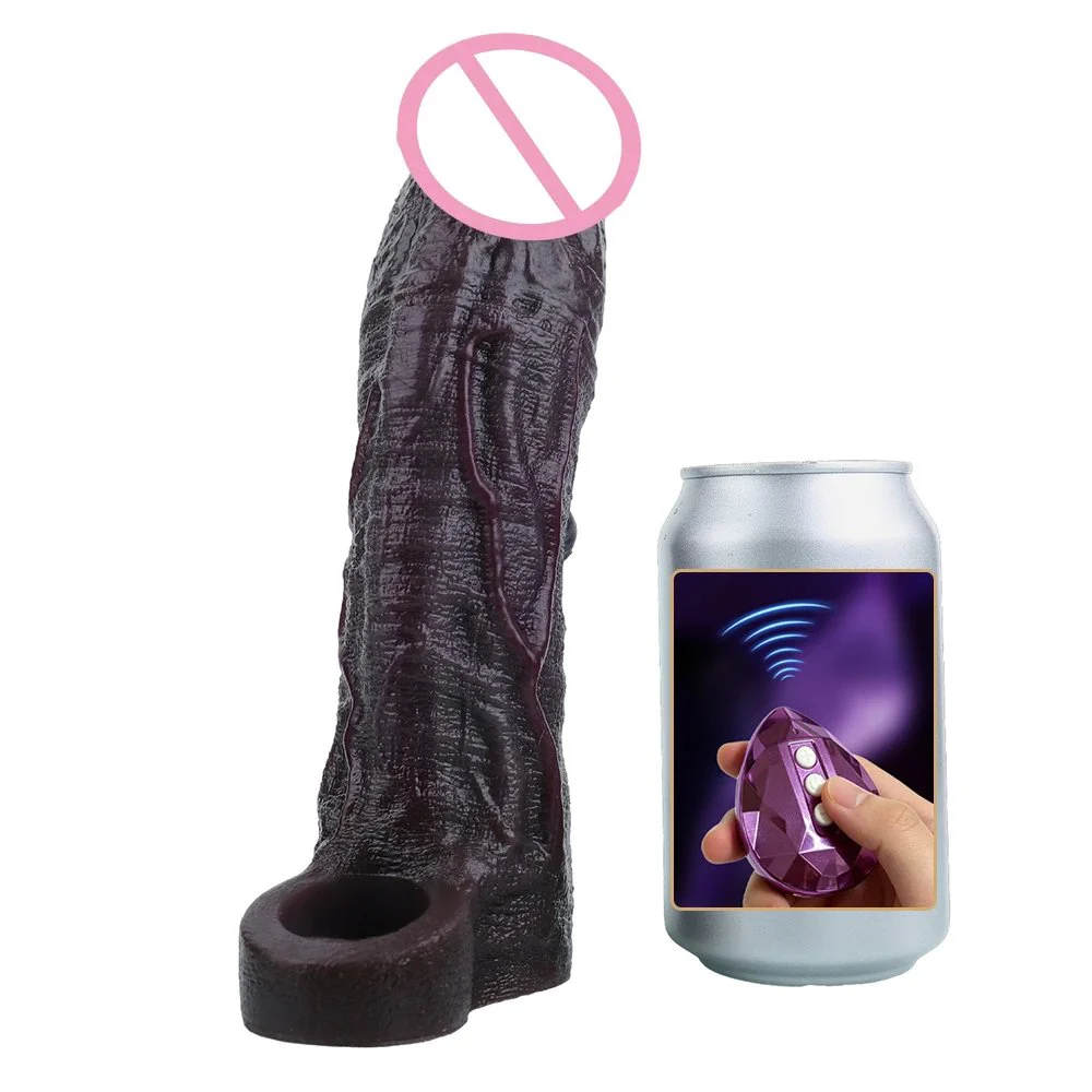 9.05 Inch Medical Grade Silicone Vibrating Penis Extension Sleeve Soft Realistic Design Wearable Male Enhancer