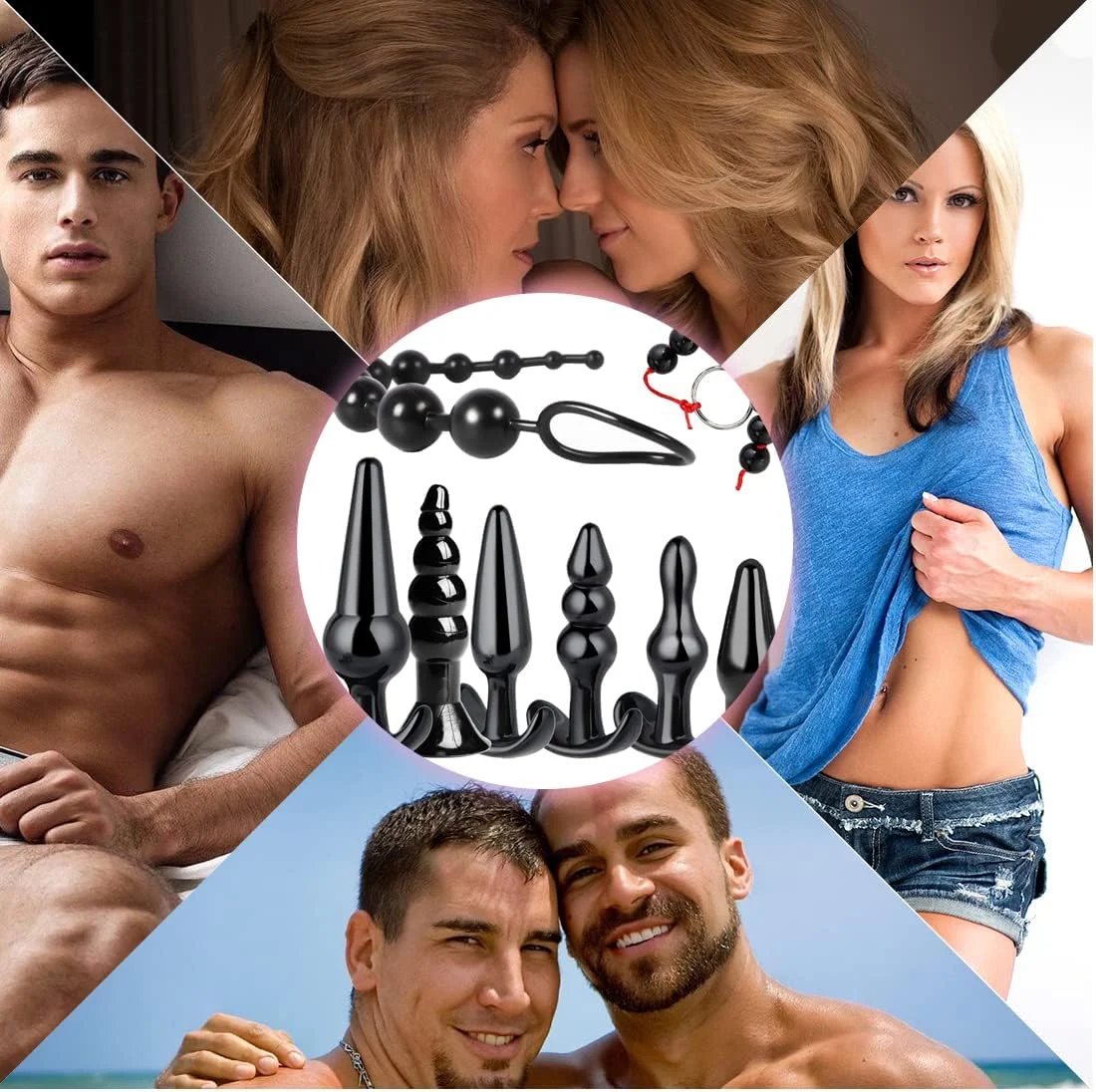 6-Piece ABS Anal Butt Plug & Dilator Set 100% Waterproof Anal Massager for Men and Women