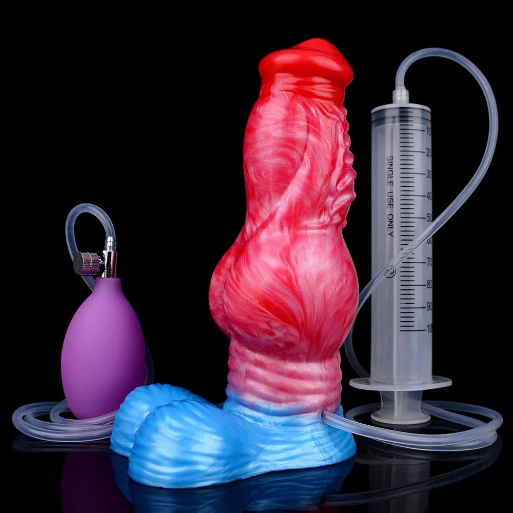 7.8 Inch Silicone Dog Knot Inflatable Squirting Dildo Adult Flirting Orgasm Anal Plug Sex Toy