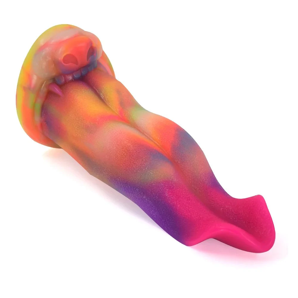 Platinum Silicone Artificial Monster Wolf Tongue Penis Safety Luminous Dildo Glow in the Dark Dildo for Her
