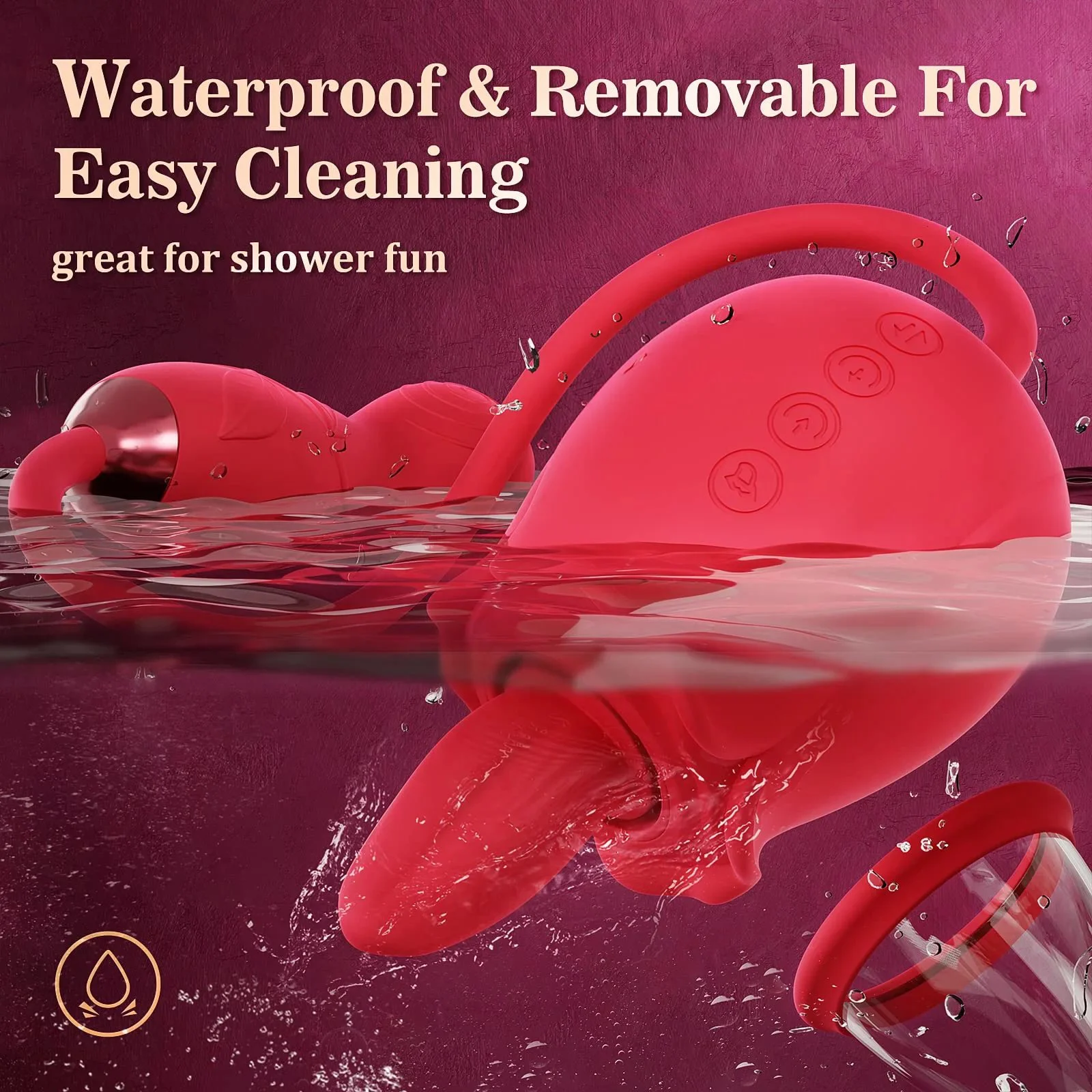 3 in 1 Upgraded Rose Sex Stimulator 7 Tongue Licking and 3 Thrusting Vibrator Dildo G Spot Clitoral Nipple Stimulator