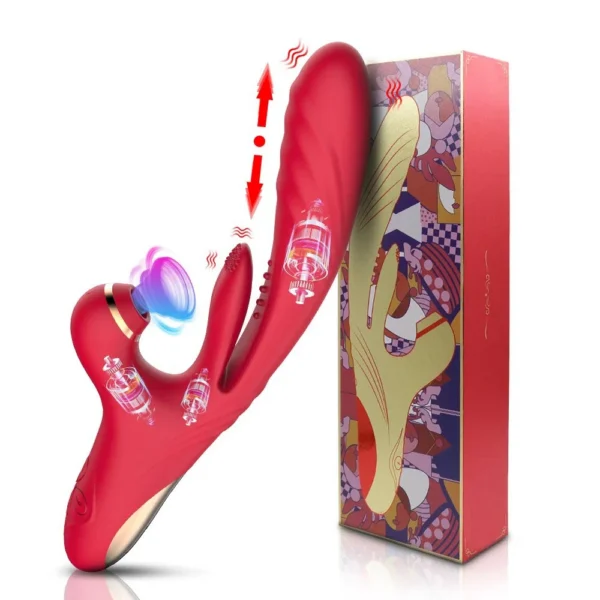 3 in 1high Frequency Tongue Licking Sucking Telescoping Vibrator Clitoris Sucking Dildo Vibrator for Female