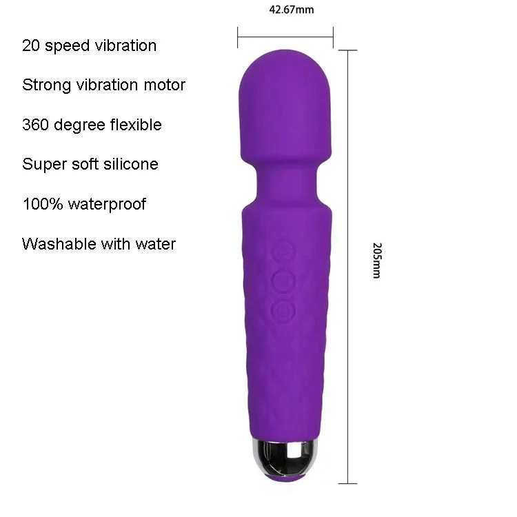 20 Frequency USB Waterproof Sex Toys for Women AV Wand Massager Cordless AV Vibrator