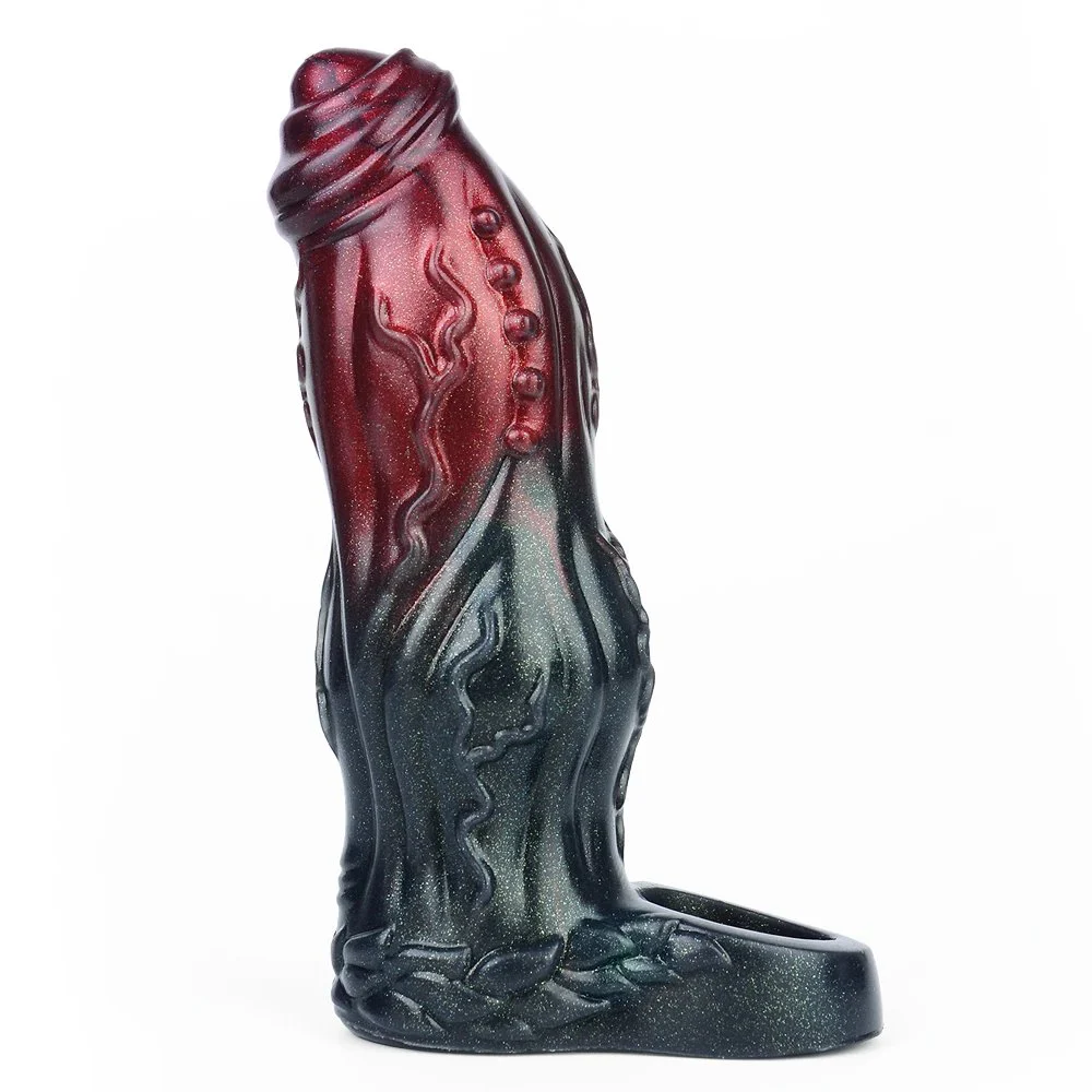 Black Samurai Closed-end Penis Sleeve Penis Enlargement Fantasy Monster Penis Sleeve Male Soft Dildo Sleeve Extender Sex Toys