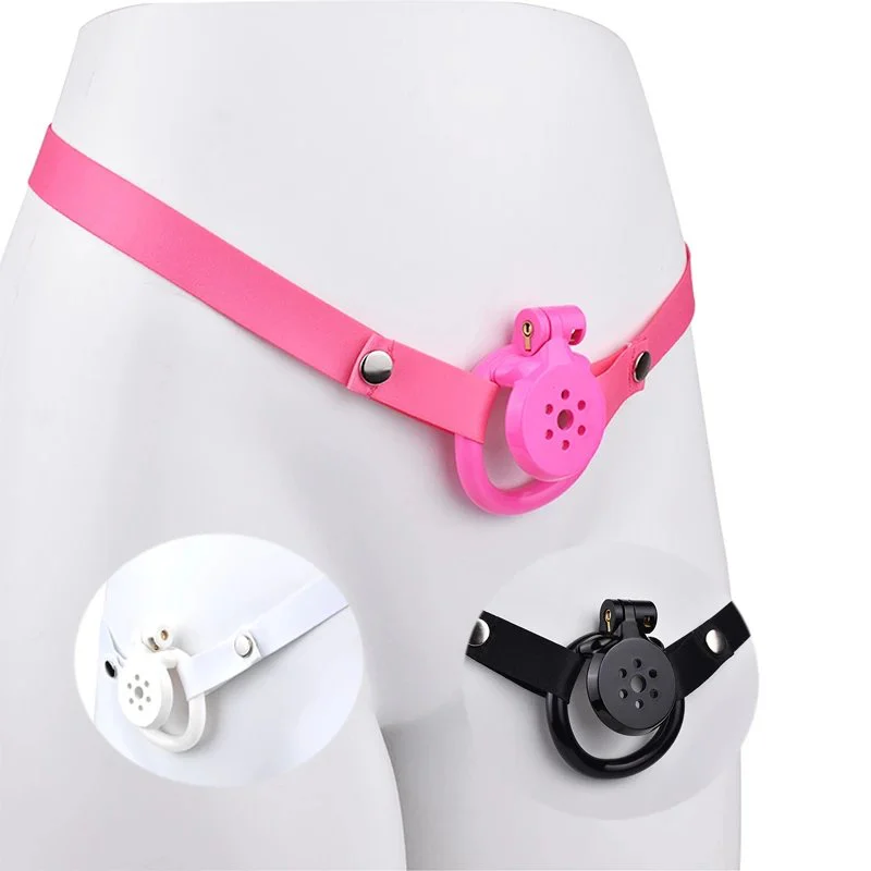 Chastity Cage for Men Strap on with Bondage Belt Sissy Cage Male Chastity Devices Flat Chastity Cage Lock Device