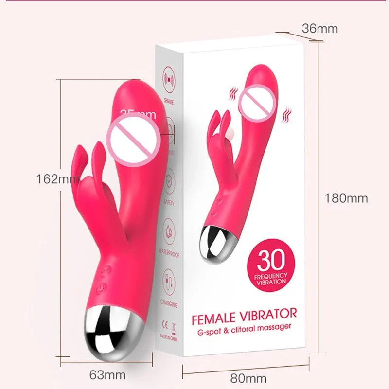 30 Frequency Waterproof Clitoral Stimulator Dildo Rabbit Ears Vibrator Sex Toys Women