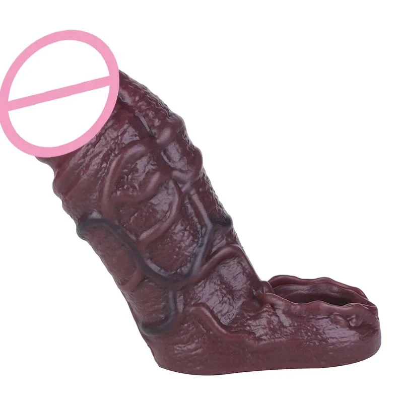 Brown Silicone Penis Sleeve for Men's Penis Extenders Effectively Increases Size and Enhances Experience