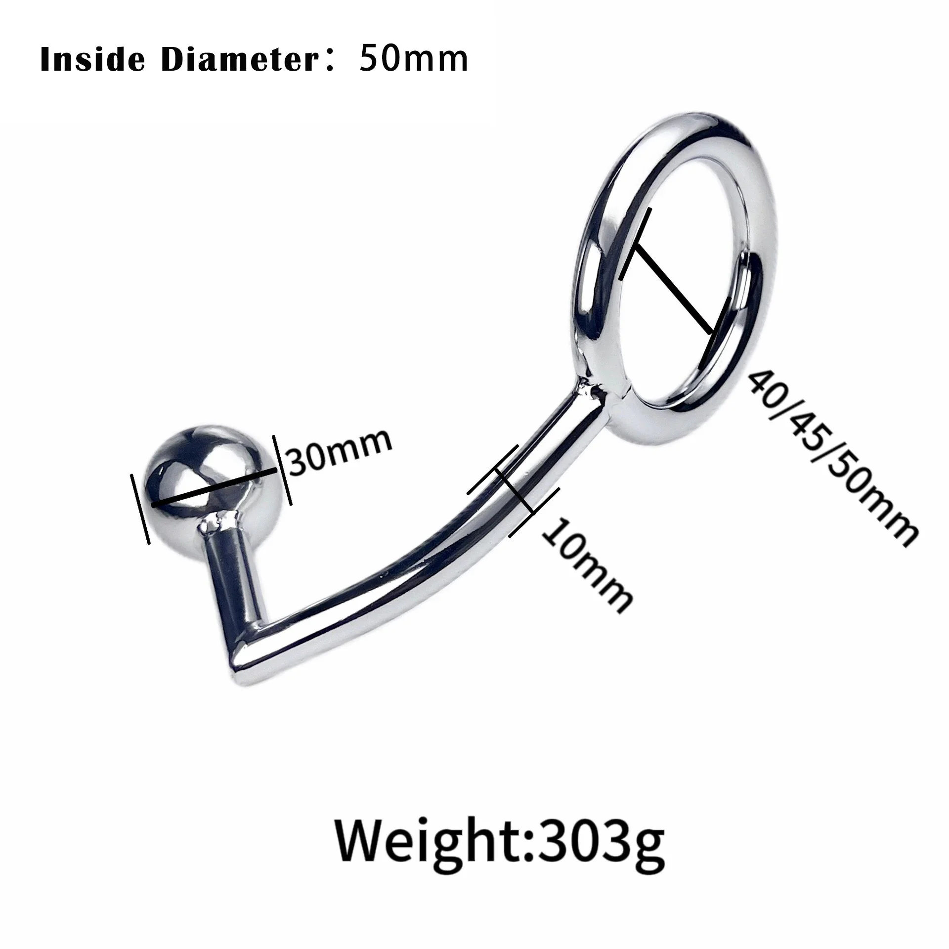 Adult Sex Products Toys Stainless Metal Solid Anal Plug Hook Anal Beads with Ring