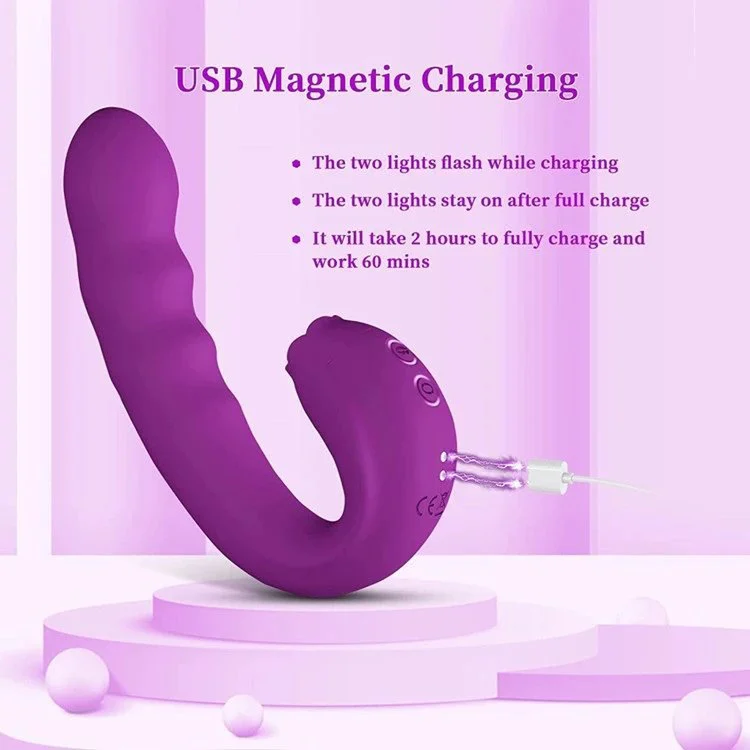 2 in 1 Multi Frequency Vibrating Thrusting Dildo for Women Masturbating G-spot Breast Clitoral Licking Tongue Vibrator