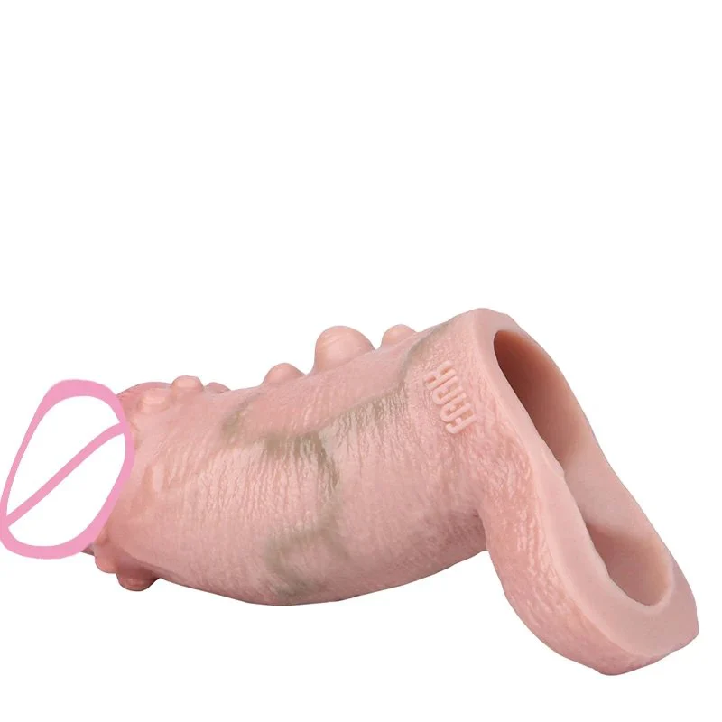 Beads Design Realistic Penis Sleeve With Anti-drop Silicone Realistic Male Cock Cover for Men Dick Enlargement Adult Sex