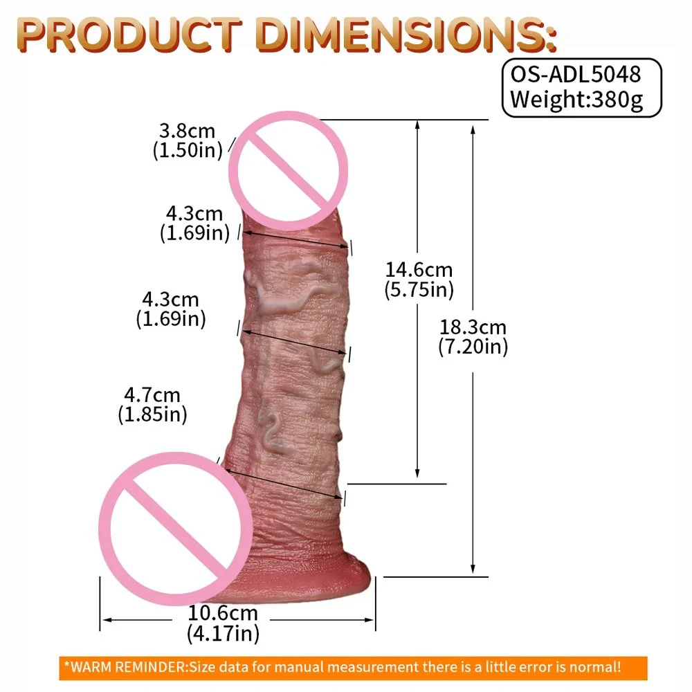 Double-layer Male Dildo with Realistic Skin Color Blood Vessels Suitable for Female Sex Toys Silicone Dildo with Suction Cup