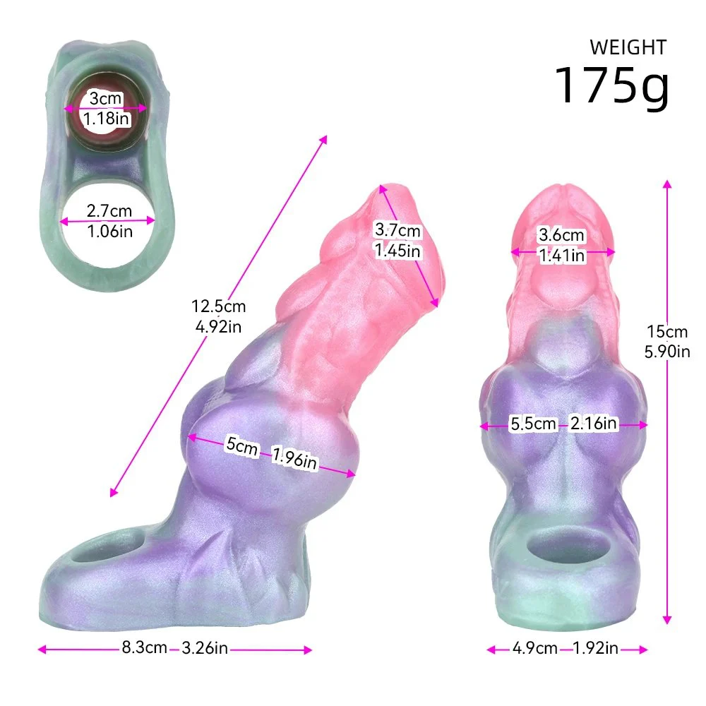 Flesh Shell Galactic Charm Male Penis Extension Silicone Condom, Effective Penis Length Enlargement Dildo Condom