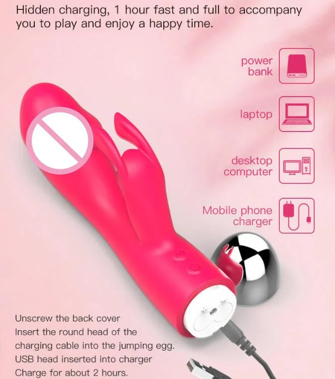 30 Frequency Waterproof Clitoral Stimulator Dildo Rabbit Ears Vibrator Sex Toys Women