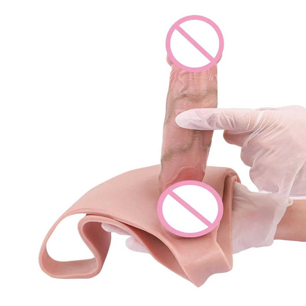 Light Skin Color Penis Pants with Triangle Shape Realistic Strap-On Sex Toy Hollow Penis Pants for Couples Play