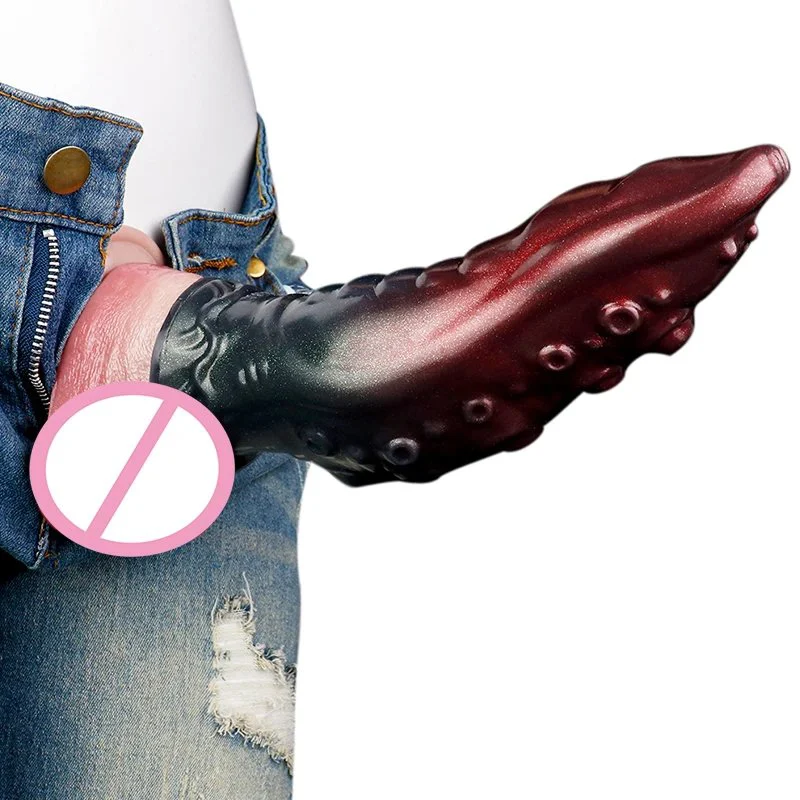 Liquid Silicone Adult Penis Sleeve Fish Tentacle Flower Pattern Fantasy Class Dildo Sleeve Realistic Experience Feeling Sex Toys