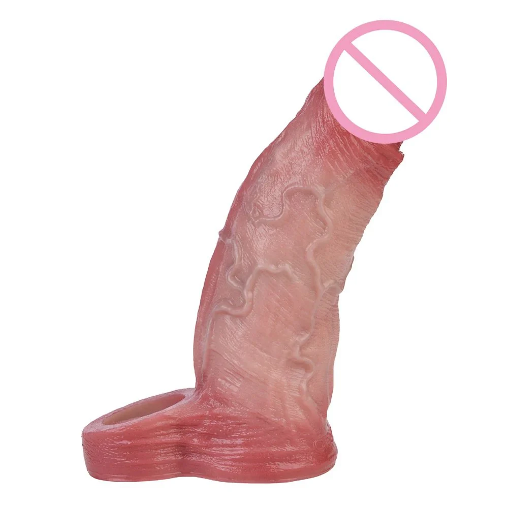 Latest Male Vibrator Penis Sleeve Realistic Penis Enlarger Thicken Cock Ring Sleeve Penis Extender Dildo Adult Sex Toys for Men