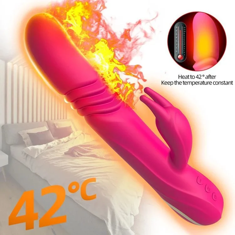 360 Degree Rotating Dildo Vibrator with Heating Telescopic Vibrating AV Rabbit Vibrator Female Masturbator!
