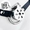 Flat Chastity Cage Strap on Belt Chastity Cock Cage Device with 4 Active Rings Adult Sex Toy for Men Penis Exercise