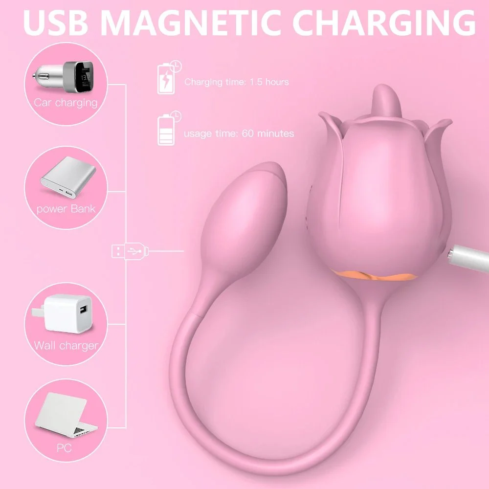 Adult Rose Sex Toys G Spot Vaginal Pussy Clitoralis Stimulator Sucking Falpping Rose Vibrator for Women and Couples