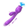 3 in 1 Sucking Telescoping Vibration G Spot Vaginal Clit Stimulator Rose Wand Rabbit Vibrator Women Sex Toys