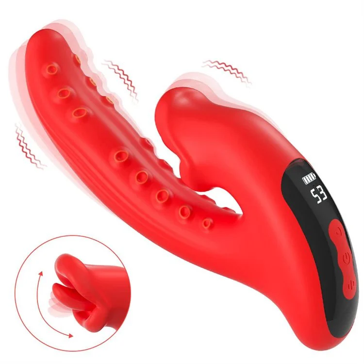5 Modes Display Screen Nipple Stimulators Licking Sex Toys Octopus Tongue Vibrator Women