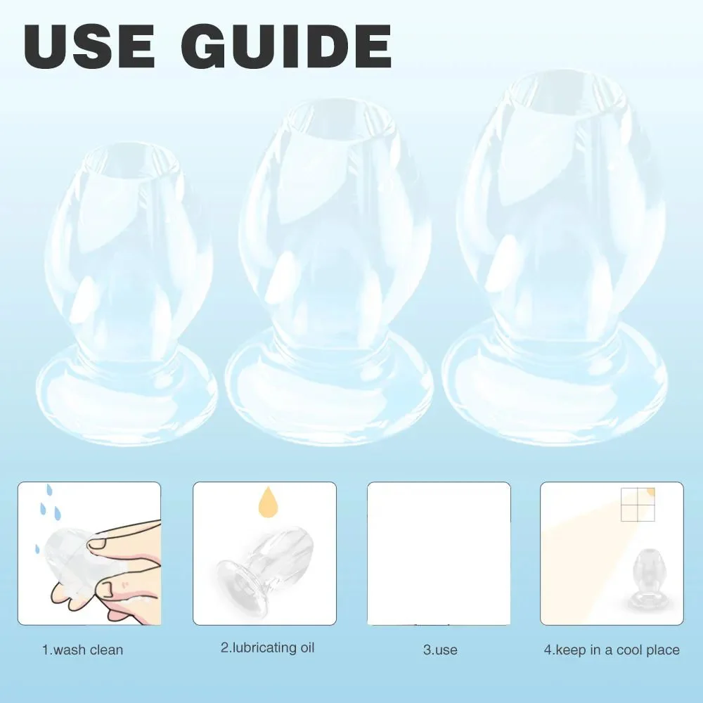 Transparent Pink Silicone Adult Anal Plug Vibrator Inflatable Butt Plug Sex Toys