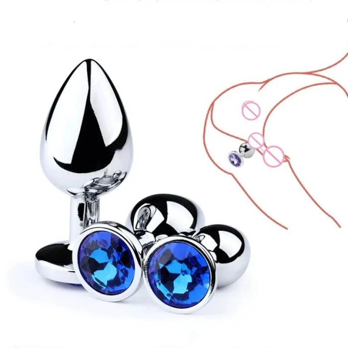 Unisex Adult Toys Stainless Steel & Silicone Metal Butt Plug Sex Stopper Prostate Anal Trainer Plug for Men & Women