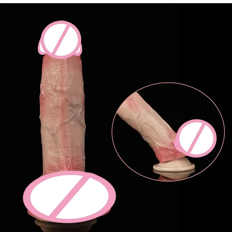 Double Layer Process of Artificial Male Penis Sleeve Liquid Silicone Soft Adult Toy Realistic Dildos with Suction Cups