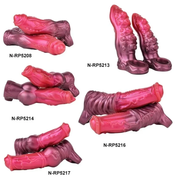 Huge Monster Penis Extender Sleeve with Cock Ring Male Penis Sleeve Enlarger Silicone Cover, Knot Penis Sheath for Men