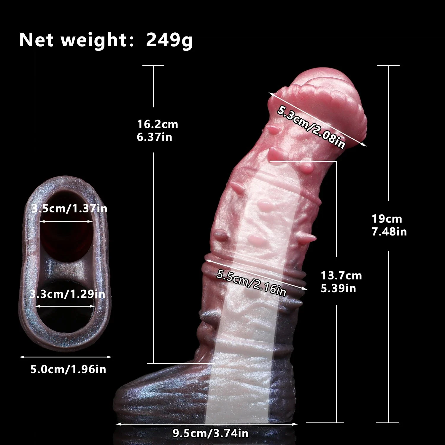 Fantasy Horse Penis Sleeve With Spikes 7.48 Inches Animal Dildo Sheath Texture Massager Sex Toy for Men Women
