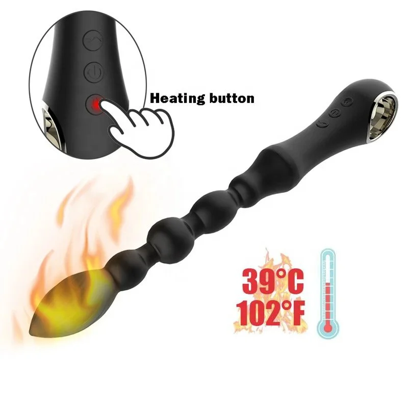 7 Speeds Heating Vibrating Beads Anal Sex Toys Butt Plug for Women and Men