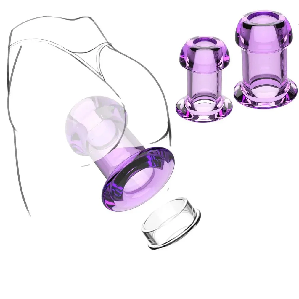 4-Piece Hollow Tunnel Anal Butt Plug Set Waterproof Eco-Friendly Pure Natural Plants for Beginners Advanced Sex Toy