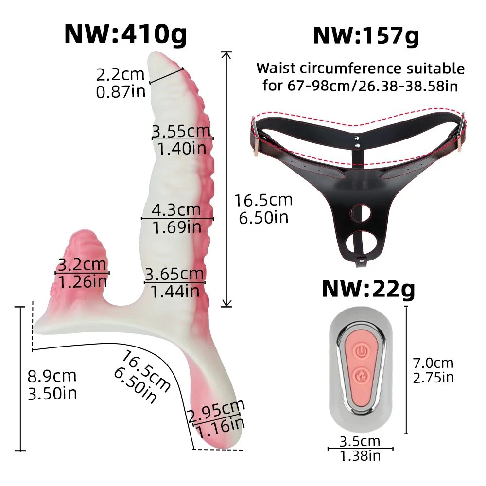 Dual-Wearer Three-Point Vibrating Fantasy Dildo Vibrating Masturbator for Women 3 Speeds + 7 Vibration Frequencies