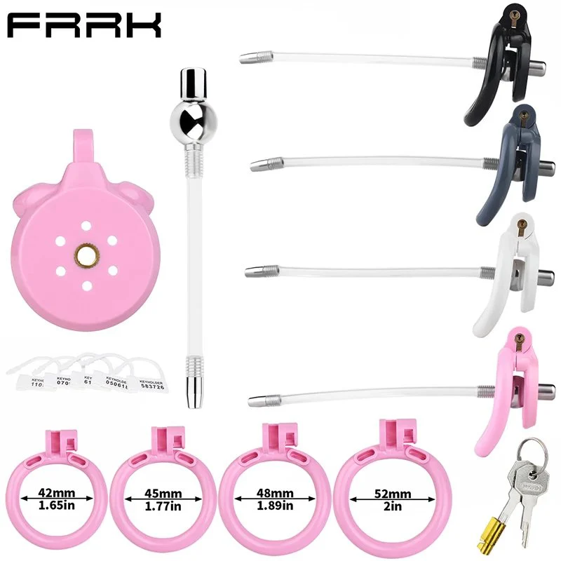 Male Penis Chastity Cage with Built-in Silicone Catheter Male Chastity Cage Four Colors and Four Sizes to Choose From