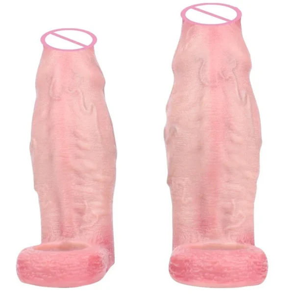 Open-ended Male Penis Extender with a Realistic Penis Sleeve Made of Safe Silicone for Enhanced Experience