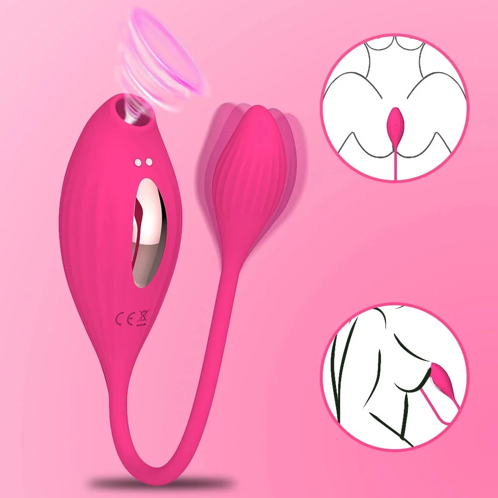 Adult Erotic Products Double Headed Silicone Female Masturbation Clitoral Stimulus Sucking Vibrator