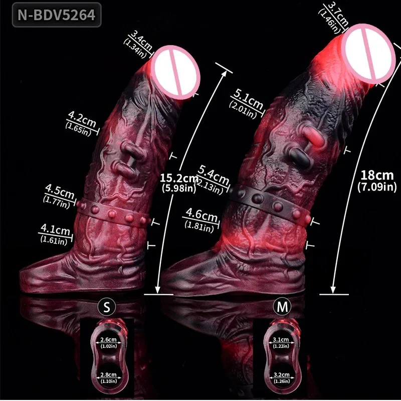 New Dildo Condom with Vibrating Function Sex Toy, Effective Penis Enlargement Liquid Silicone Soft Dildo Leather Condom