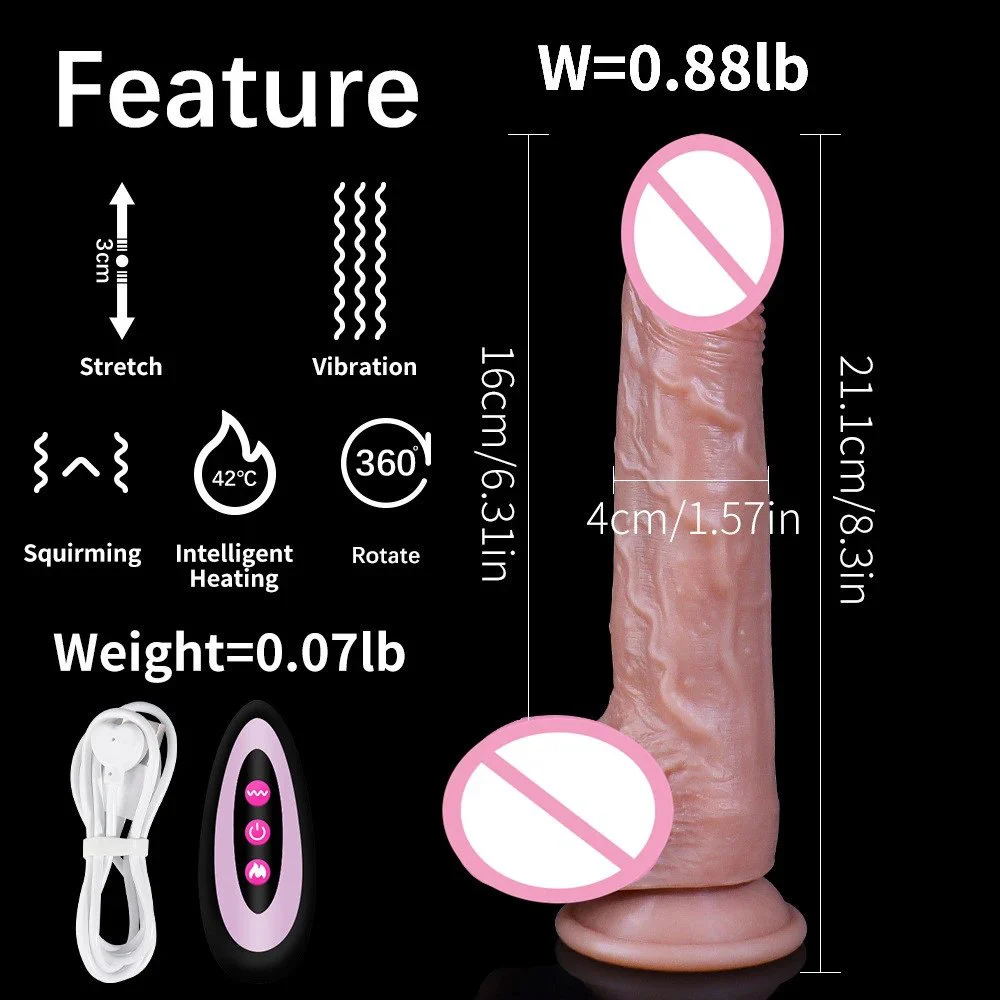10 Frequency Vibrating Heating Suction Cup Dildos Silicone Thrusting Dildo Vibrator Sex Toy Women