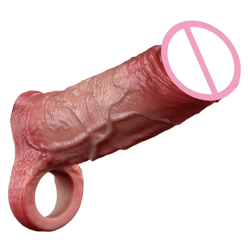 Head Opening 3D Precision Modeling Male Penis Condom Realistic Experience Feeling Simulation Enlargement Penis Phallus Condom