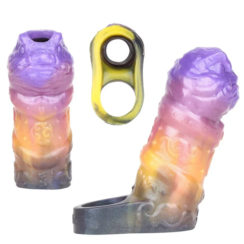 Easy-to-clean Penis Extender From the Male Fantasy Series Effective Sex-enhancing Opening Design Silicone Dildo Sleeve