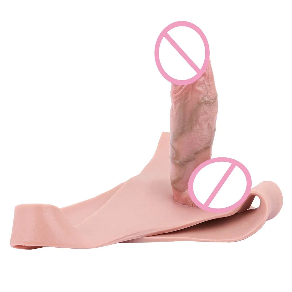 Light Skin Color Penis Pants with Triangle Shape Realistic Strap-On Sex Toy Hollow Penis Pants for Couples Play