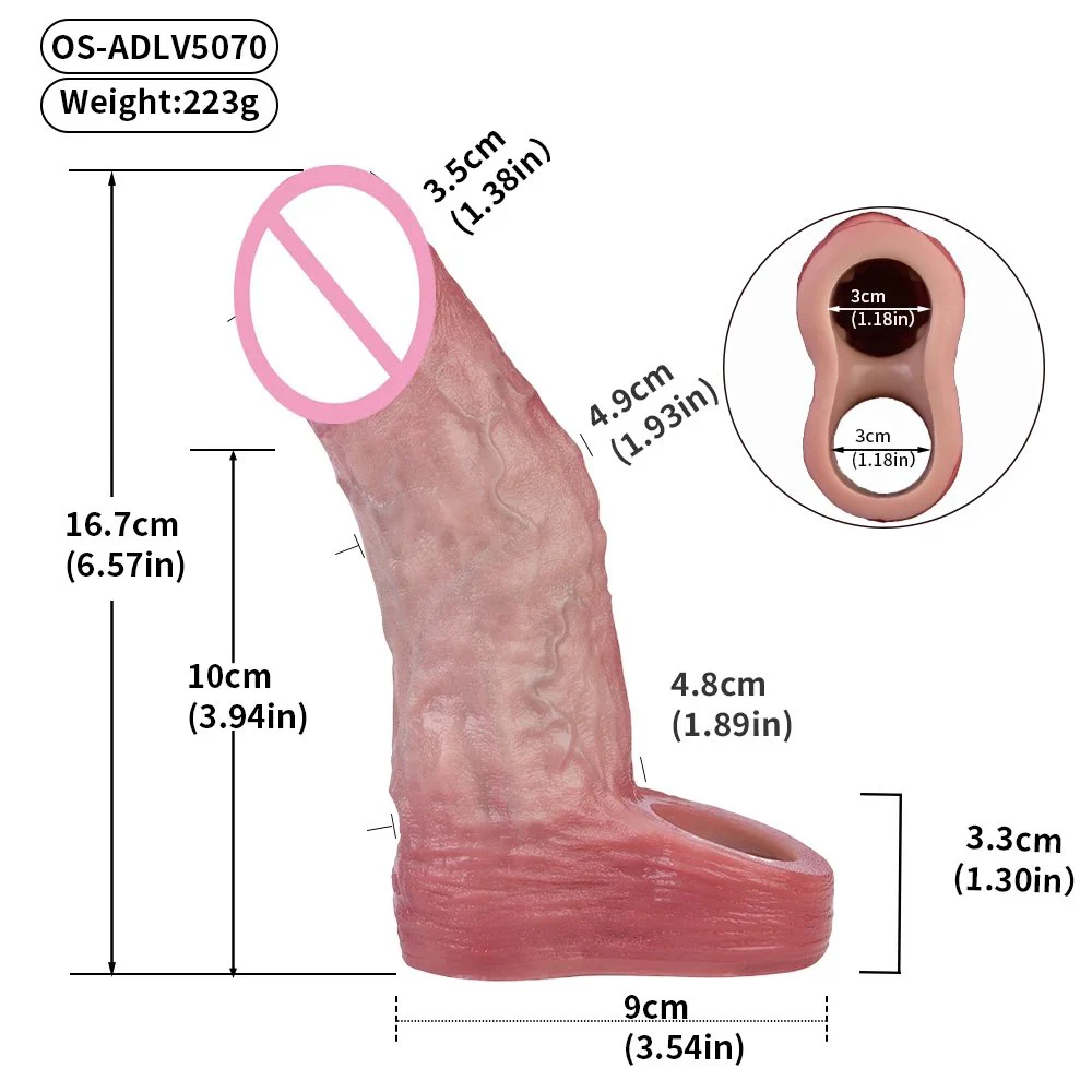 New Silicone Realistic Skin Color Male Penis Extender Effective Penis Size Enlargement Vibrating Dildo Cover for Men