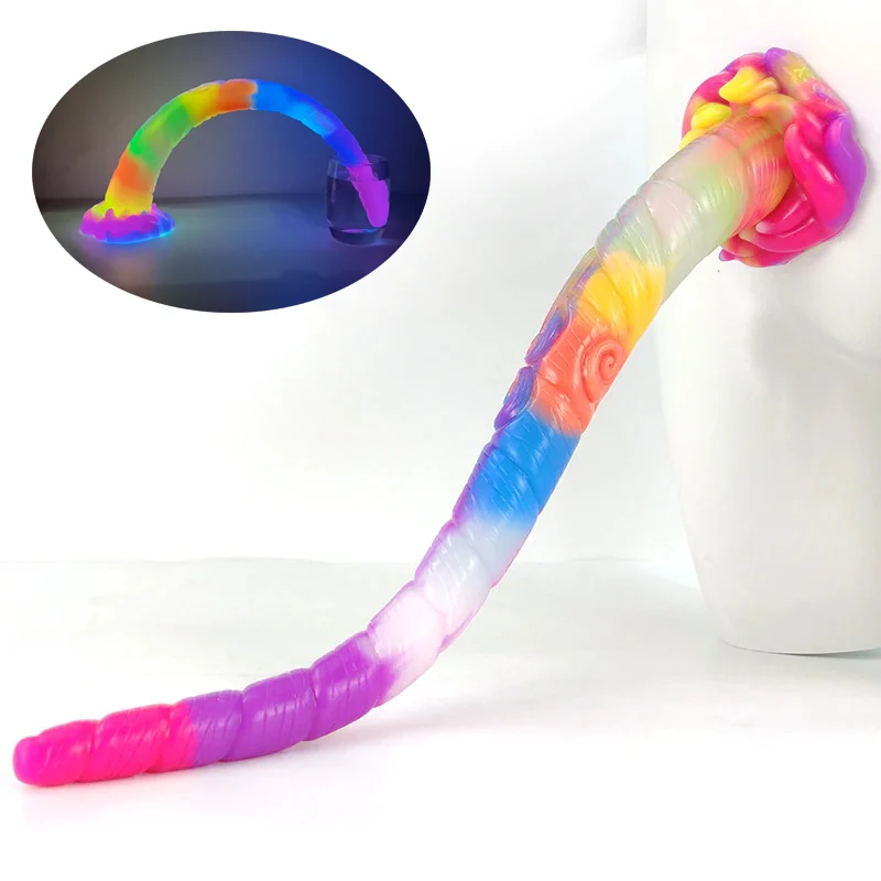 16.9 Inch Long Butt Plug Unicorn Fantasy Luminous Dildo Soft Silicon Anal Plug for Men Women