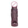 Realistic Black Penis Sleeve Extender - Soft & Stretchable Silicone Cock Sleeve for Men, Couples Sex Toys Enhance